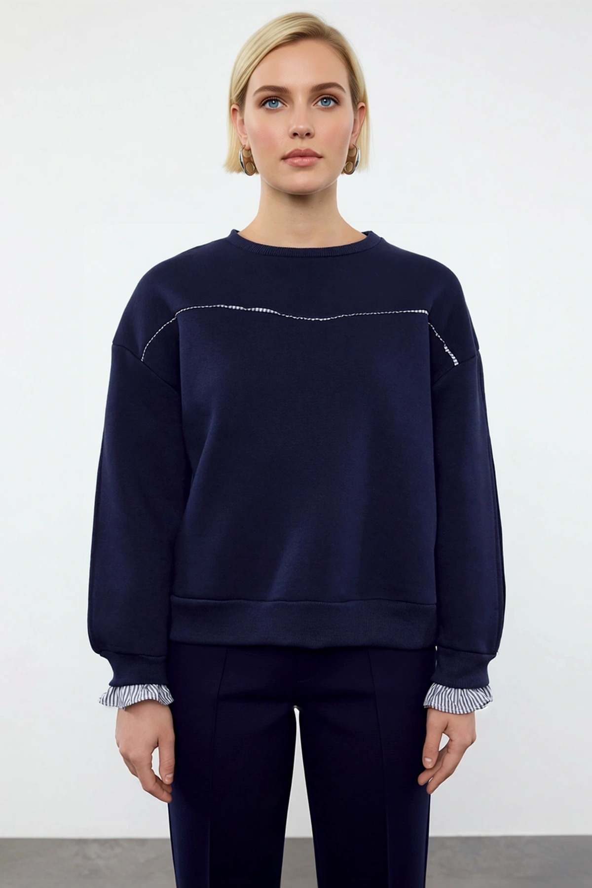 Kadın Bisiklet Yaka Düşük Kol Uzun Kollu Sweatshirt Fonksiyonel Dayanıklı Kaliteli Estetik