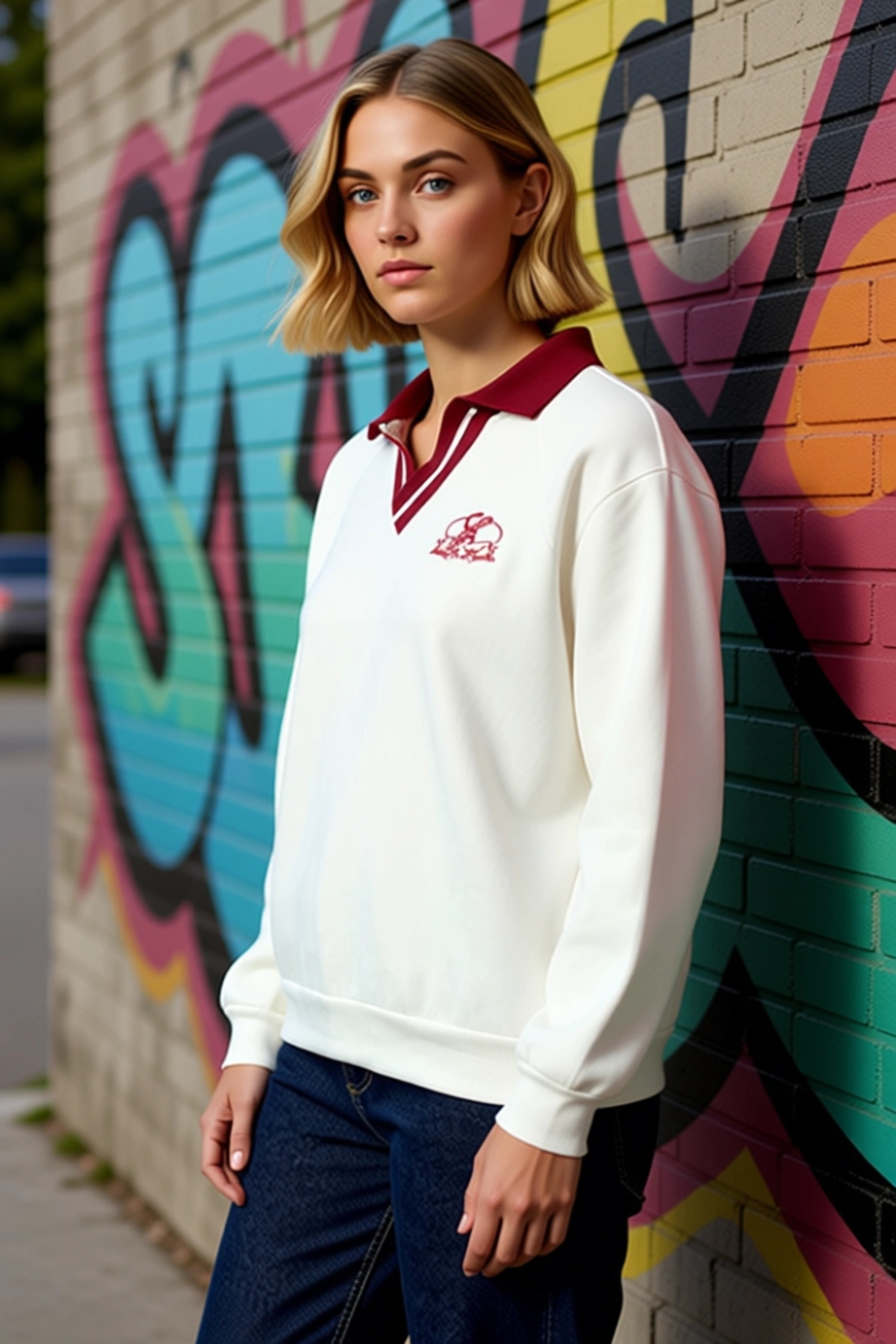 Kadın Polo Yaka Düşük Kol Örme Sweatshirt Fonksiyonel Dayanıklı Kaliteli Konforlu Estetik Şık