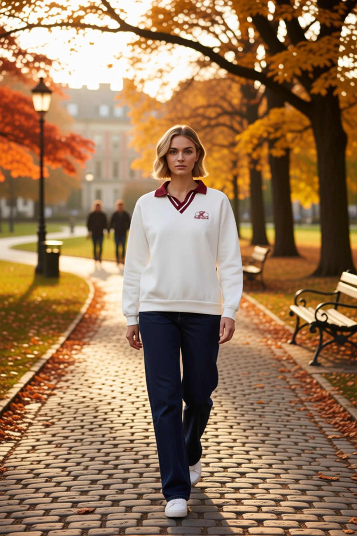 Kadın Polo Yaka Düşük Kol Örme Sweatshirt Fonksiyonel Dayanıklı Kaliteli Konforlu Estetik Şık