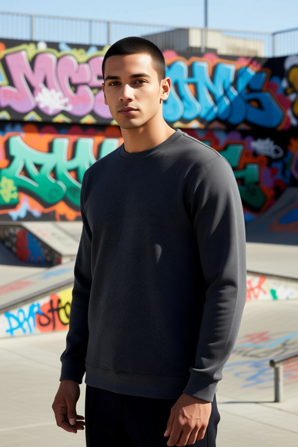 Erkek Bisiklet Yaka Standart Kol Regular Kalıp Sweatshirt Fonksiyonel Dayanıklı Kaliteli Şık