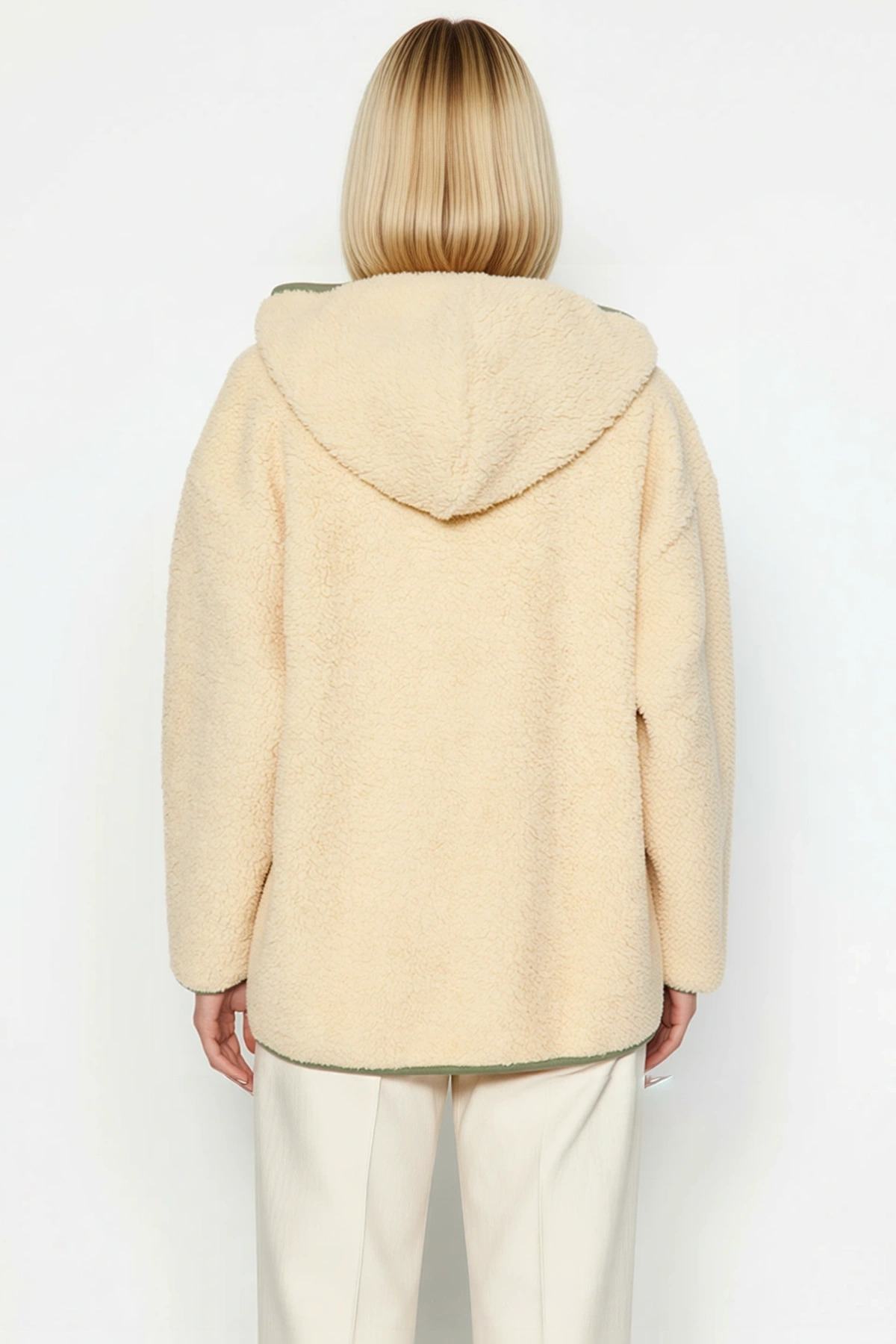 Kadın Kapüşonlu Düşük Kol Fermuarlı Peluş Sweatshirt Fonksiyonel Dayanıklı Kaliteli Modern
