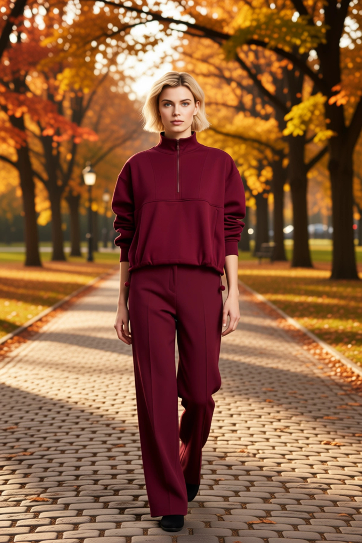 Kadın Yüksek Yaka Standart Kol Fırçalı Scuba Sweatshirt Fonksiyonel Dayanıklı Kaliteli Şık