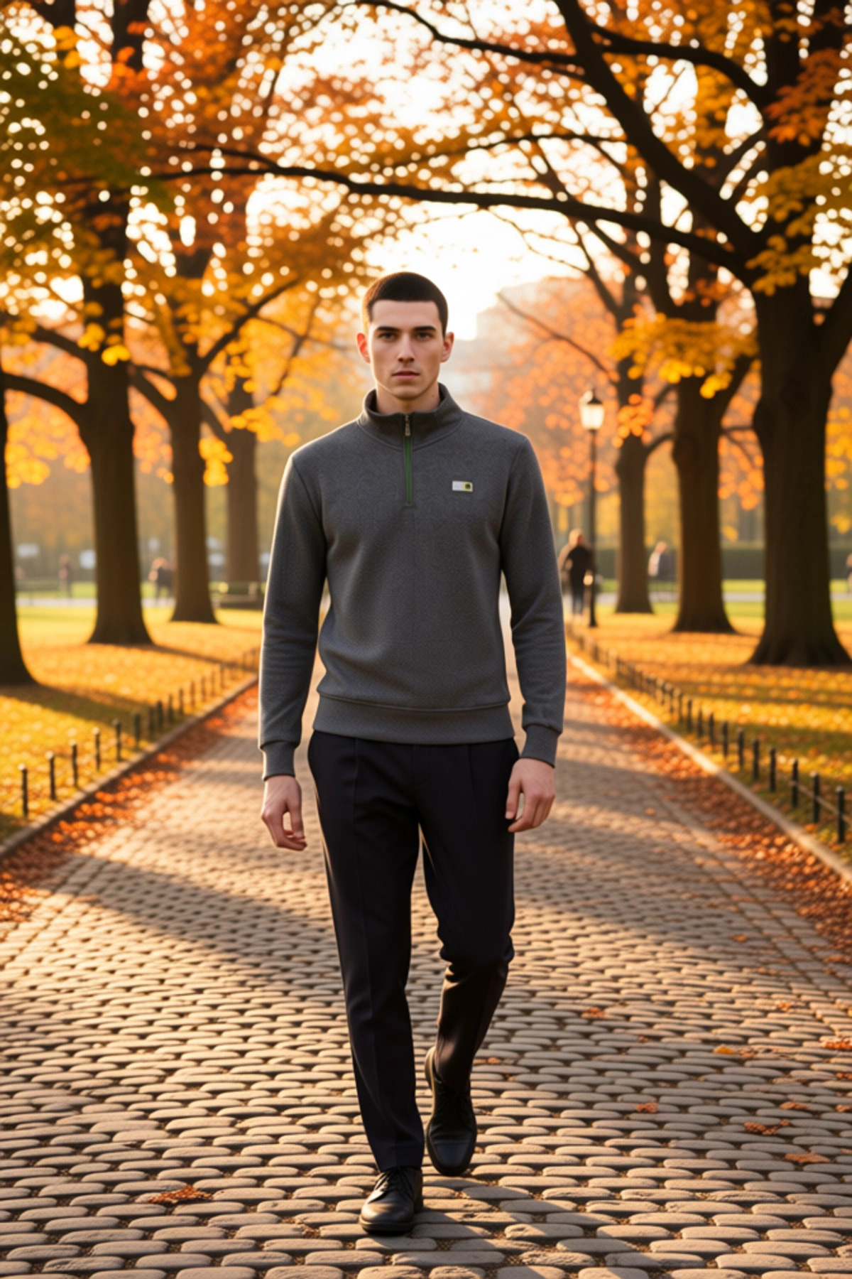 Erkek Dik Yaka Standart Kol Düz Desenli Regular Kalıp Sweatshirt Fonksiyonel Dayanıklı Şık