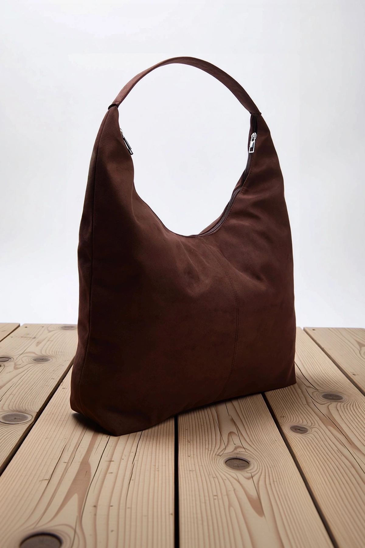 Kadın Büyük Beden Görünümlü Fermuarlı Düz Geniş Hacimli Tote Omuz Çantası Tüm Sezonlar
