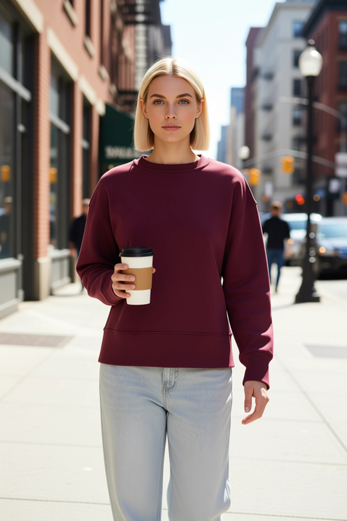 Alternative view of Kadın Bisiklet Yaka Düşük Kol Regular Kalıp Sweatshirt Fonksiyonel Dayanıklı Kaliteli Spor