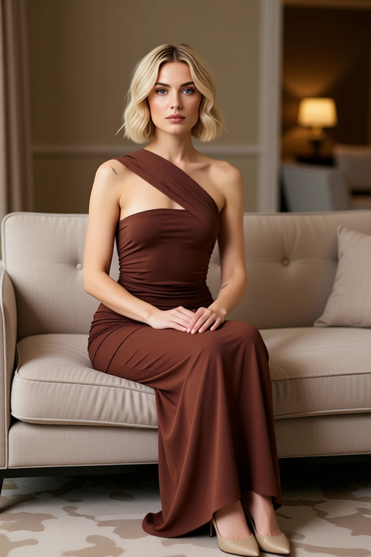 Kadın Fular Yaka Kolsuz Bodycon Kalıp Maxi Elbise Fonksiyonel Dayanıklı Şık