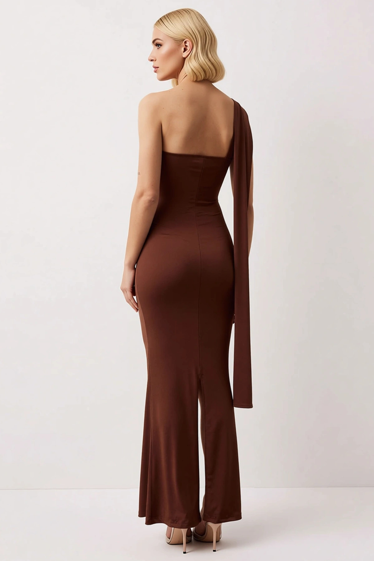 Kadın Fular Yaka Kolsuz Bodycon Kalıp Maxi Elbise Fonksiyonel Dayanıklı Şık