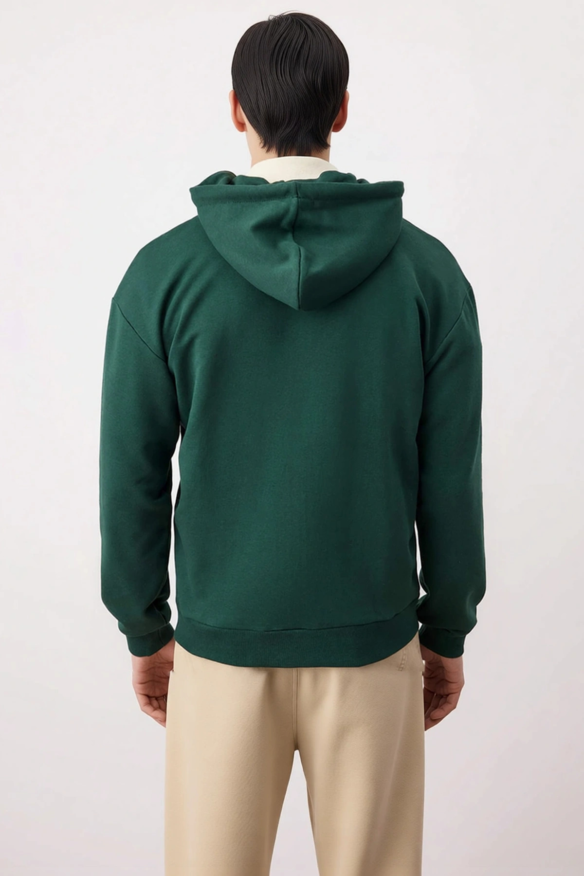 Erkek Kapüşonlu Düşük Kol Fermuarlı Oversize Kalıp Sweatshirt Fonksiyonel Dayanıklı Modern
