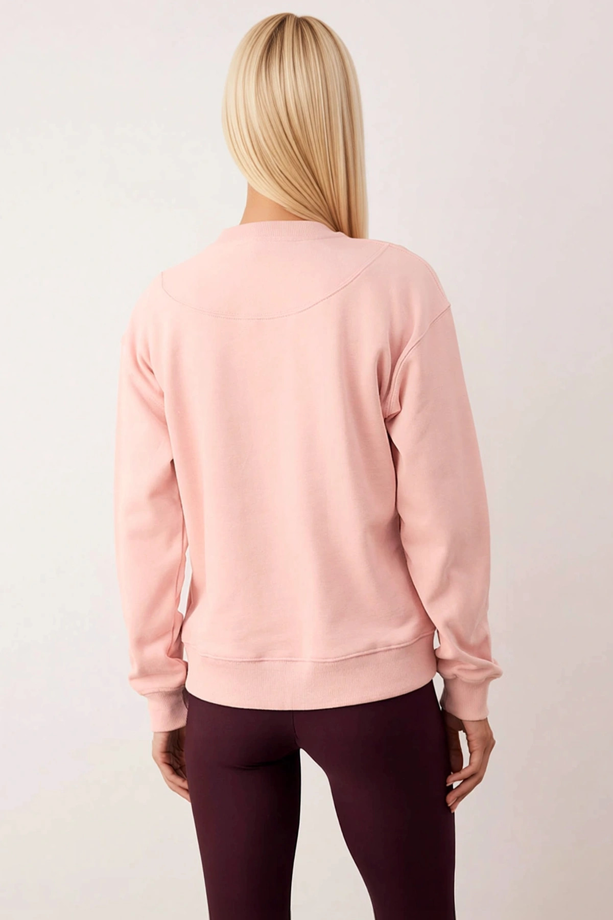 Kadın Bisiklet Yaka Düşük Kol %100 Pamuk Sweatshirt Fonksiyonel Dayanıklı Kaliteli Estetik