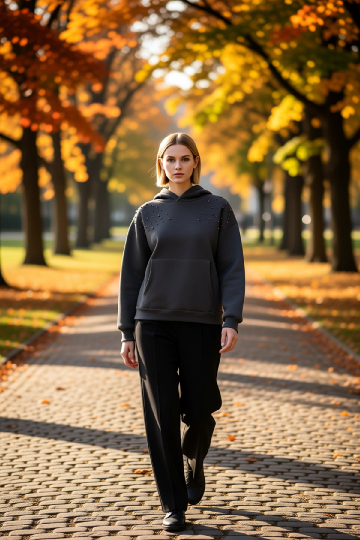 Kadın Kapüşonlu Düşük Kol Uzun Kollu Relaxed Kalıp Sweatshirt Fonksiyonel Dayanıklı Modern