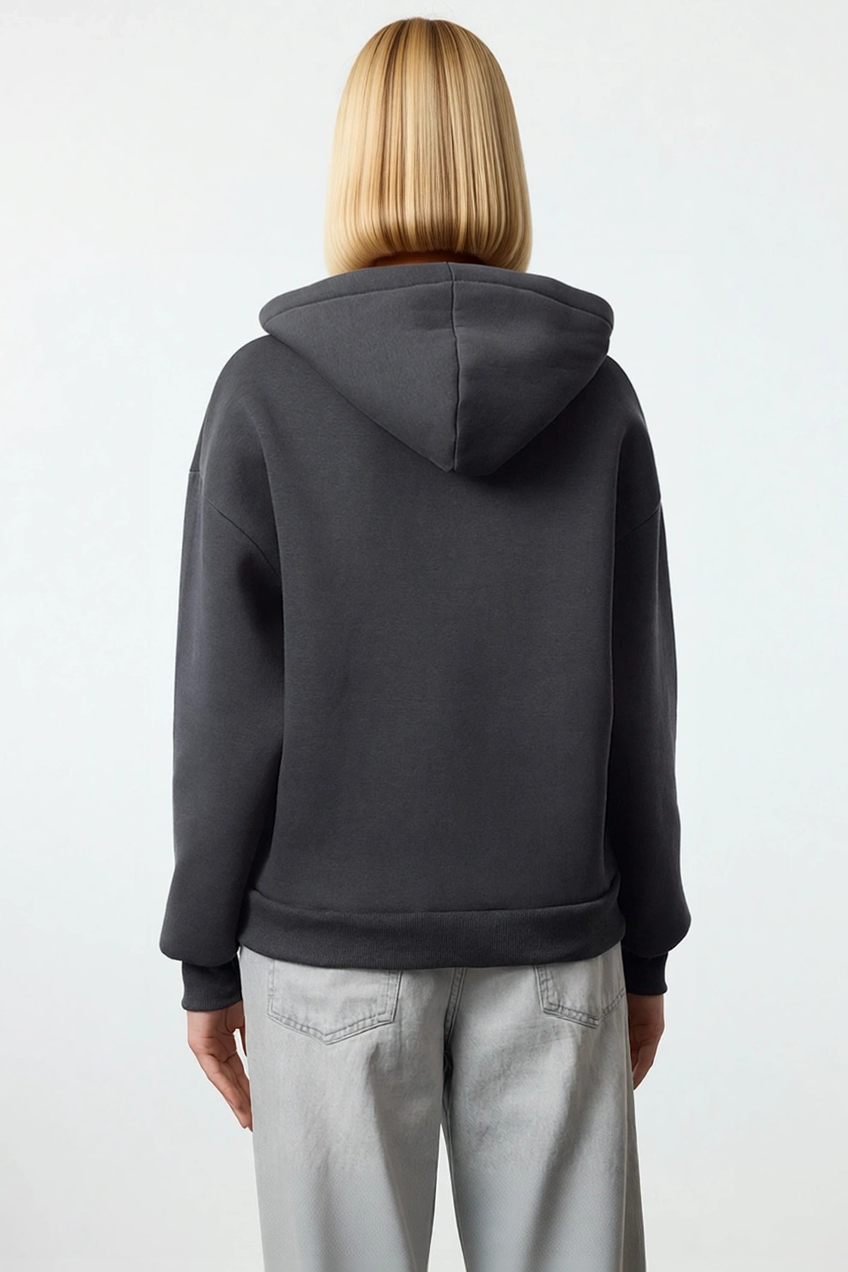 Kadın Kapüşonlu Düşük Kol Uzun Kollu Relaxed Kalıp Sweatshirt Fonksiyonel Dayanıklı Modern