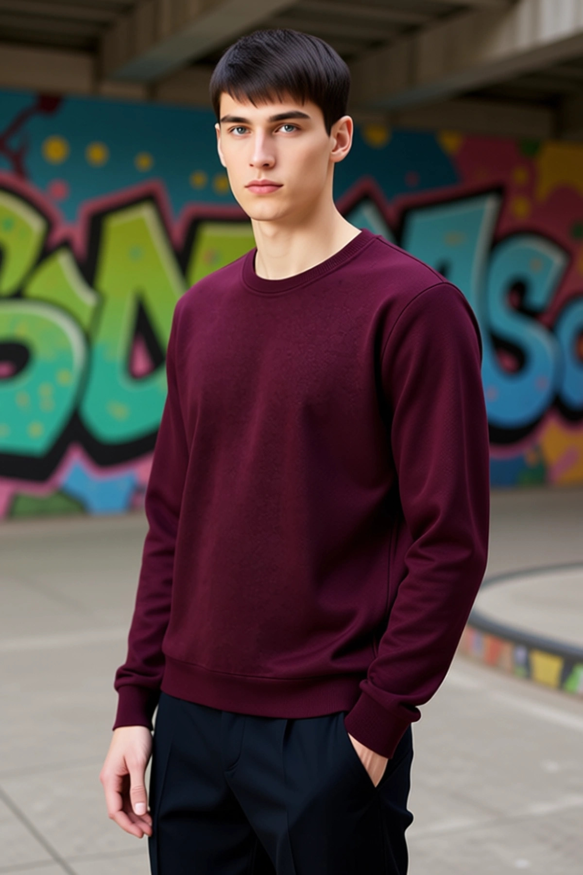 Erkek Bisiklet Yaka Standart Kol Regular Kalıp Sweatshirt Fonksiyonel Dayanıklı Kaliteli Şık
