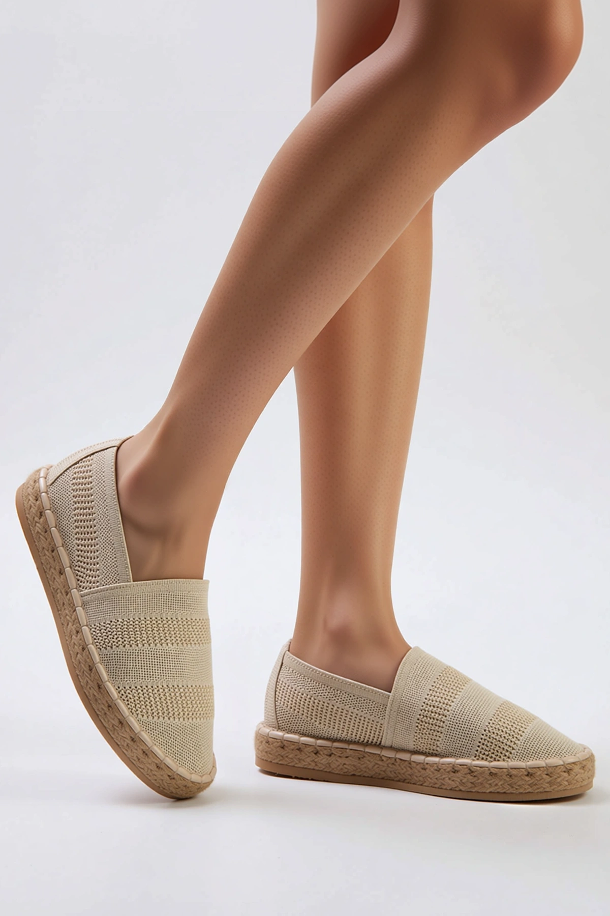 Kadın Espadril Platform Ayakkabı Dokulu Kumaş Yapısı Neolit Taban Rahat Kesim Günlük Modern Şık