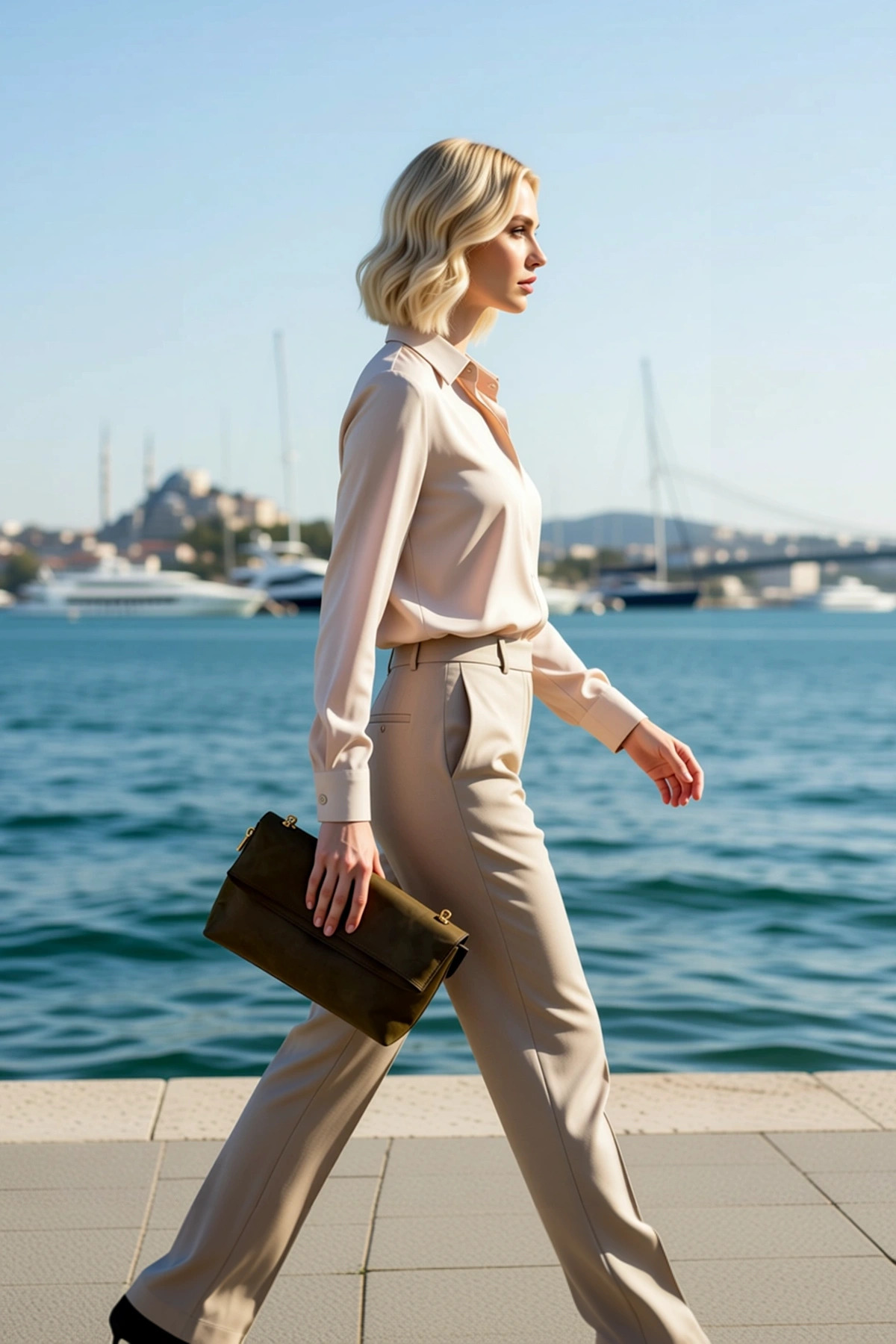 Kadın Katlanabilir Kapaklı Fermuarlı Düz Desenli Kompakt Yapılı El Çantası Clutch Modeli Aksesuar