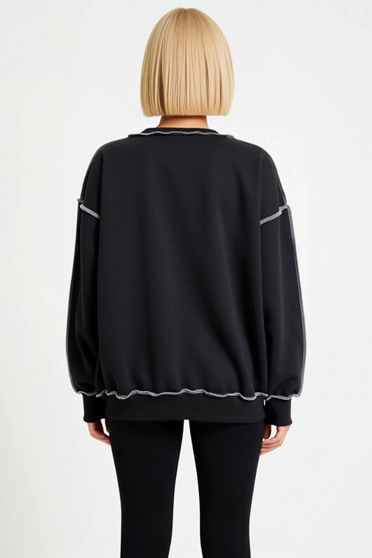 Kadın Bisiklet Yaka Düşük Kol Oversize Karyoka Dikişli Sweatshirt Fonksiyonel Dayanıklı Şık