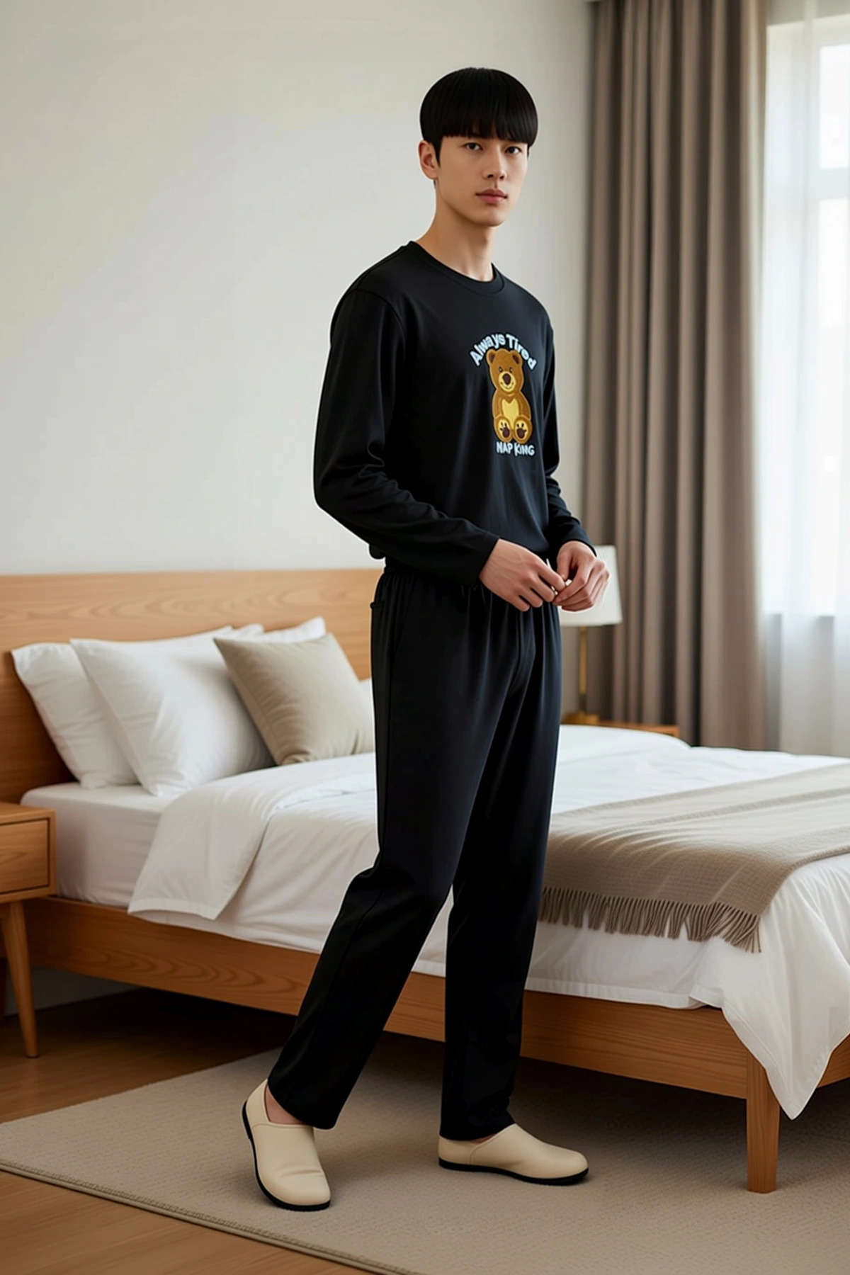 Erkek Bisiklet Yaka Standart Kol Uzun Kollu Regular Fit Örme Pijama Takımı Spor %100 Pamuk