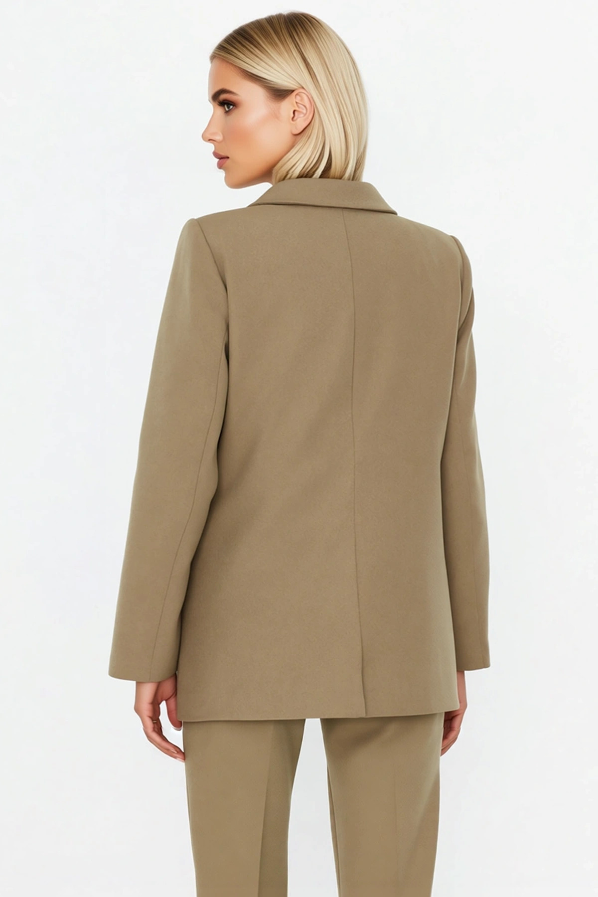 Kadın Kruvaze Yaka Uzun Kol Regular Kalıp Dokuma Blazer Ceket Fonksiyonel Dayanıklı Modern