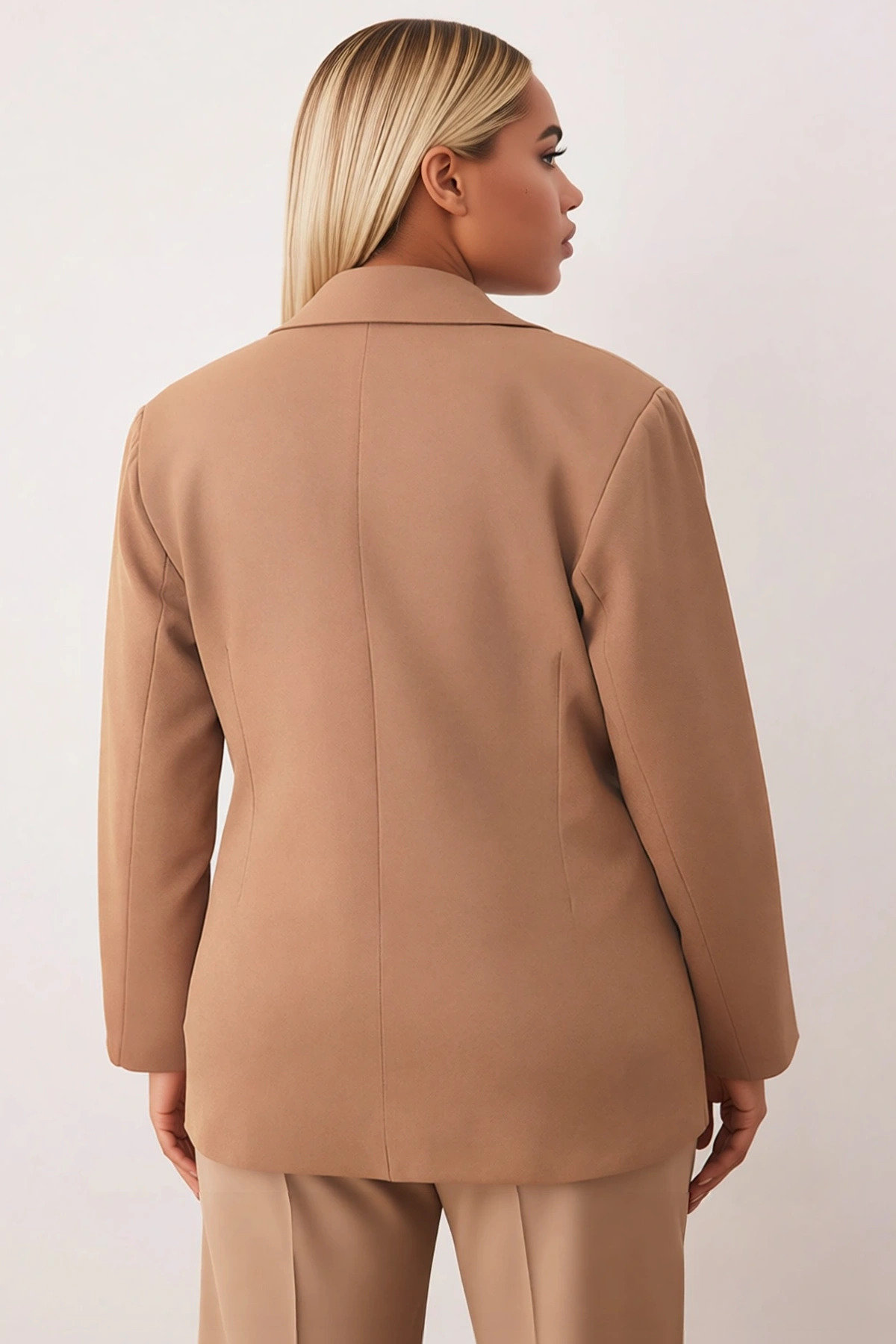 Kadın Oversize Ceket Yaka Standart Kol Düz Desen Dokuma Kumaş Fonksiyonel Dayanıklı Modern