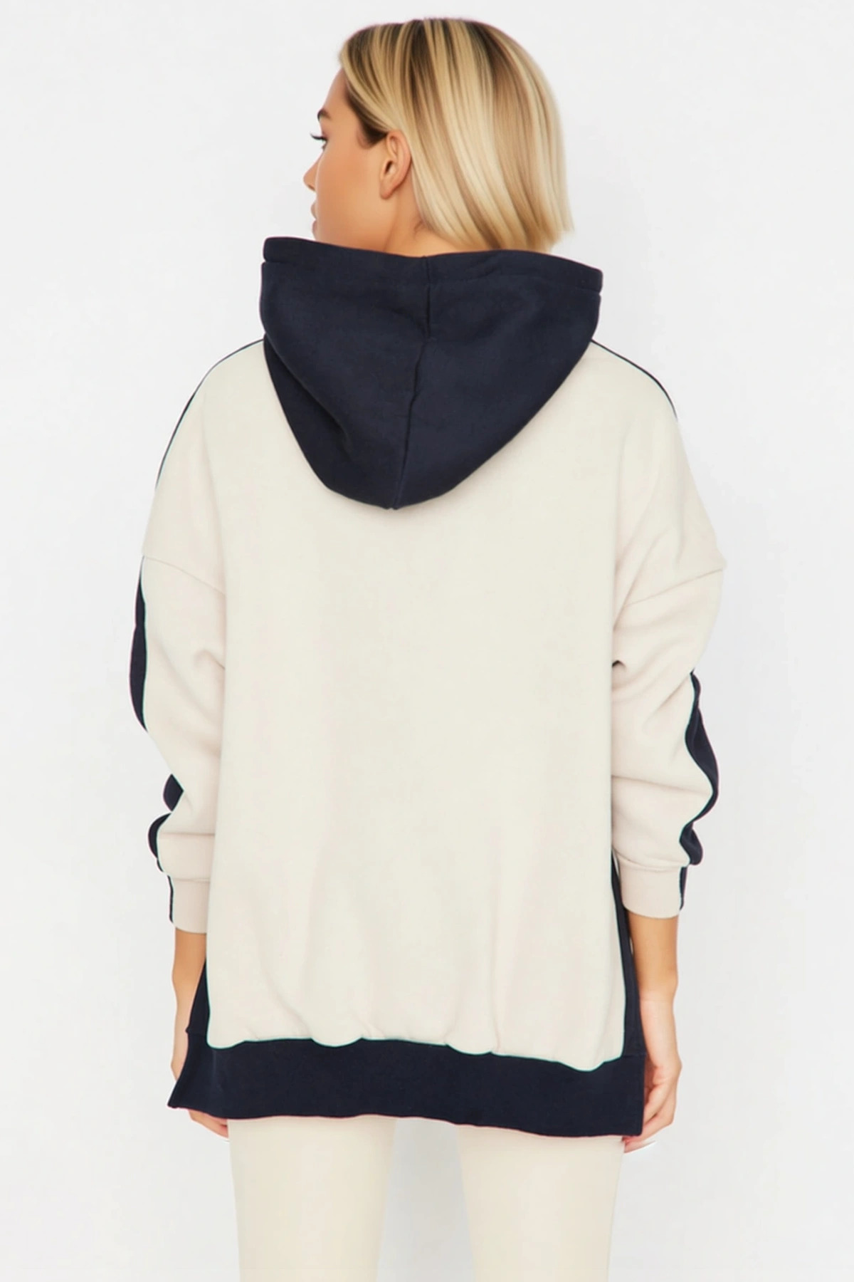 Kadın Kapüşonlu Düşük Kol Örme Geniş Kalıp Sweatshirt Fonksiyonel Dayanıklı Kaliteli Rahat