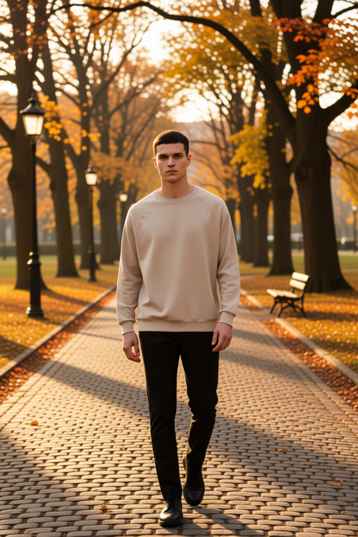 Erkek Bisiklet Yaka Reglan Kol Oversize Kalıp Sweatshirt Fonksiyonel Dayanıklı Kaliteli Şık