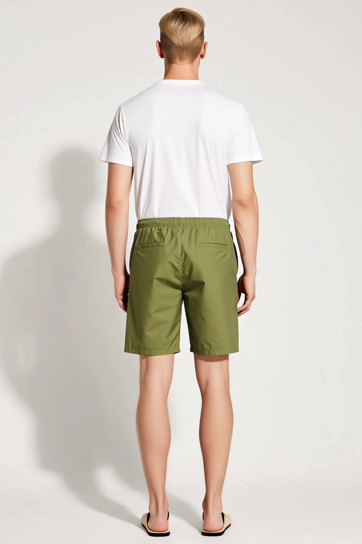 Erkek Büyük Beden Şort Loose Fit Bağcıklı Bel Dokulu Kumaş Boru Paça Kısa Boy Modern