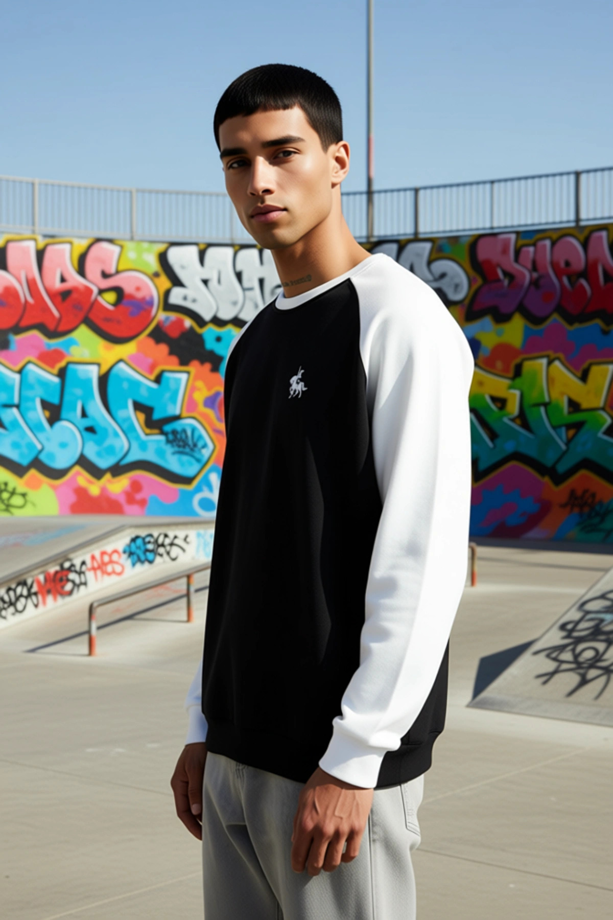 Erkek Bisiklet Yaka Reglan Kol Uzun Kollu Oversize Kalıp Sweatshirt Fonksiyonel Dayanıklı Şık
