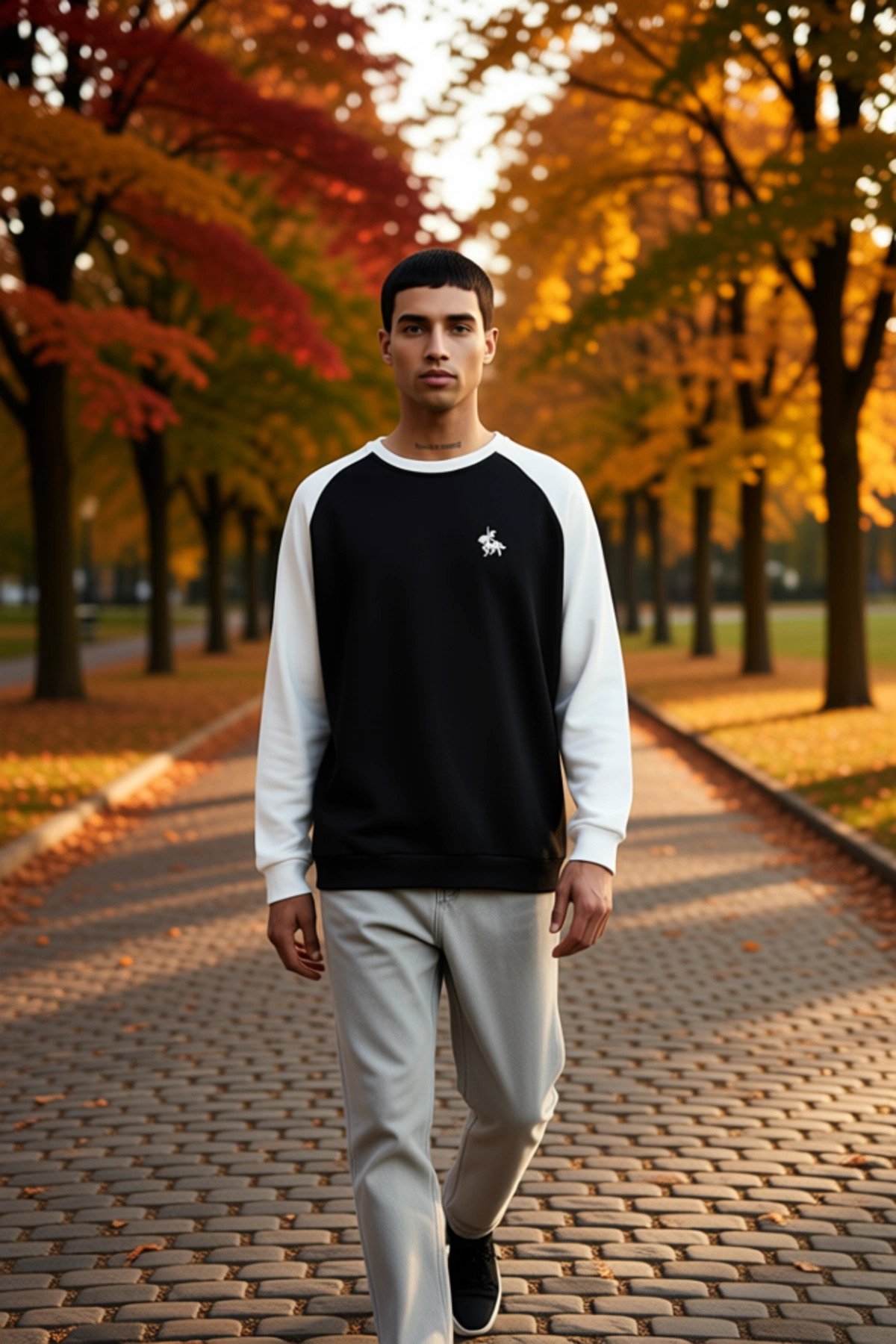 Erkek Bisiklet Yaka Reglan Kol Uzun Kollu Oversize Kalıp Sweatshirt Fonksiyonel Dayanıklı Şık