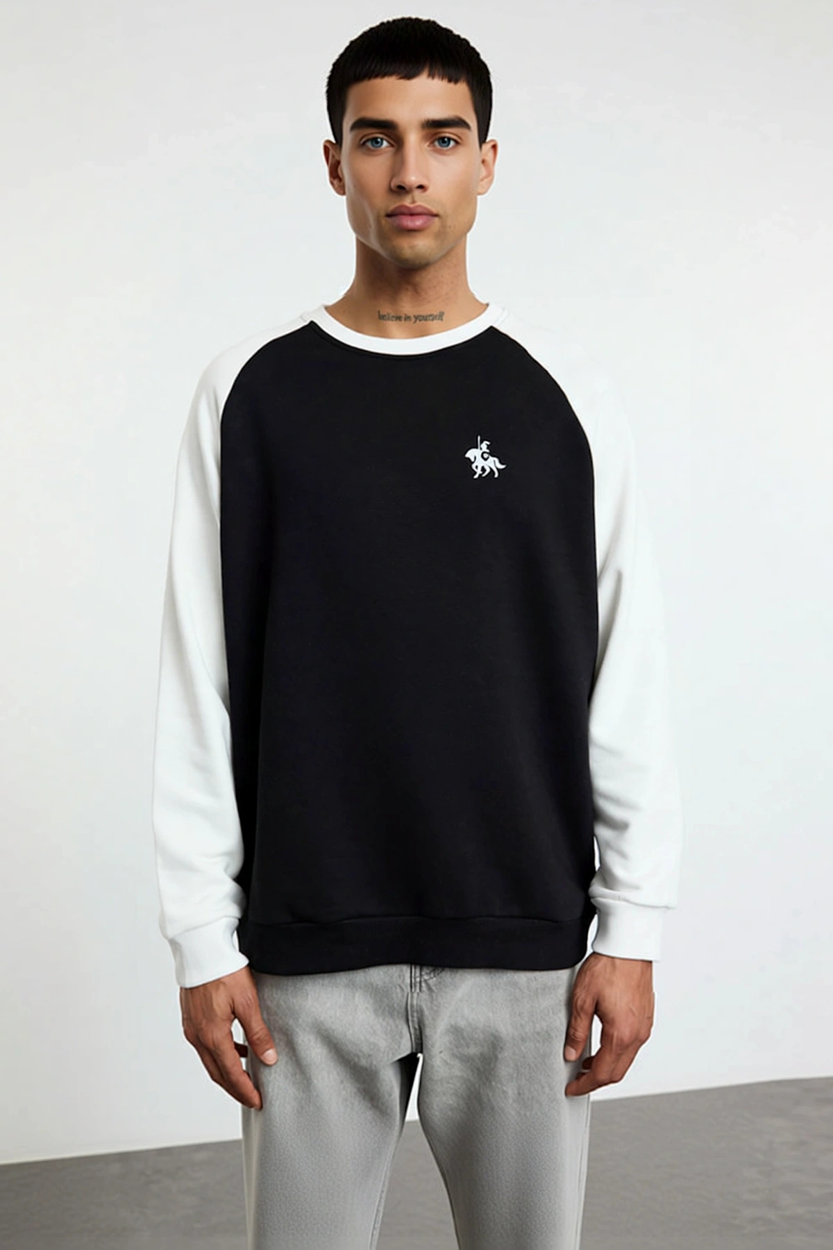 Erkek Bisiklet Yaka Reglan Kol Uzun Kollu Oversize Kalıp Sweatshirt Fonksiyonel Dayanıklı Şık