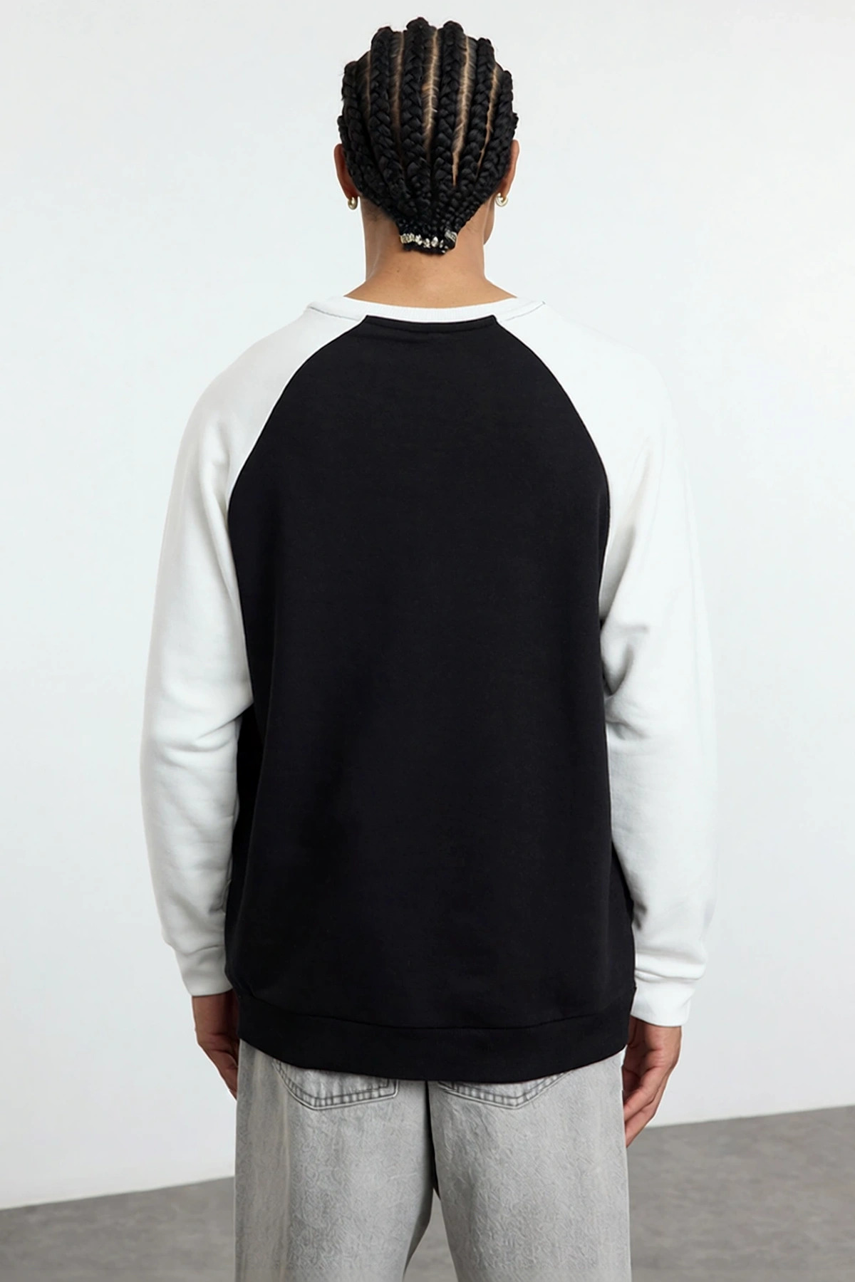 Erkek Bisiklet Yaka Reglan Kol Uzun Kollu Oversize Kalıp Sweatshirt Fonksiyonel Dayanıklı Şık