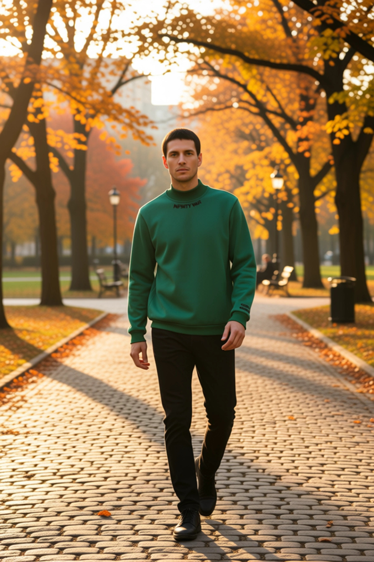 Erkek Balıkçı Yaka Standart Kol Regular Kalıp Nakışlı Sweatshirt Fonksiyonel Dayanıklı Şık