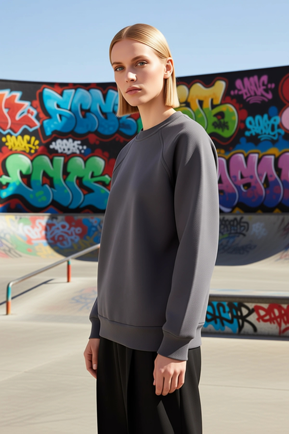 Kadın Bisiklet Yaka Reglan Kol Düz Örme Sweatshirt Fonksiyonel Dayanıklı Kaliteli Konforlu