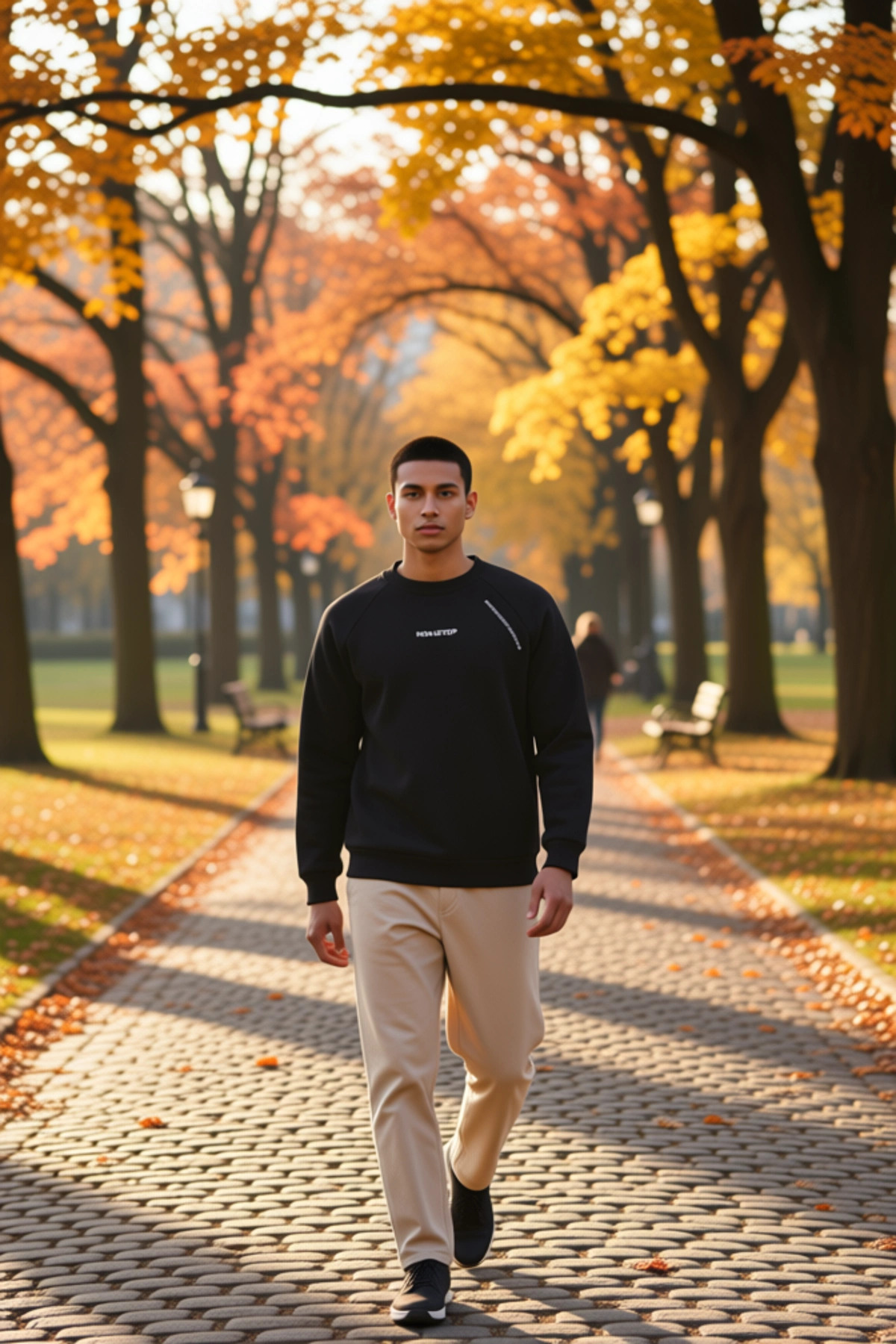 Erkek Bisiklet Yaka Reglan Kol Slogan Baskılı Regular Kalıp Sweatshirt Fonksiyonel Estetik