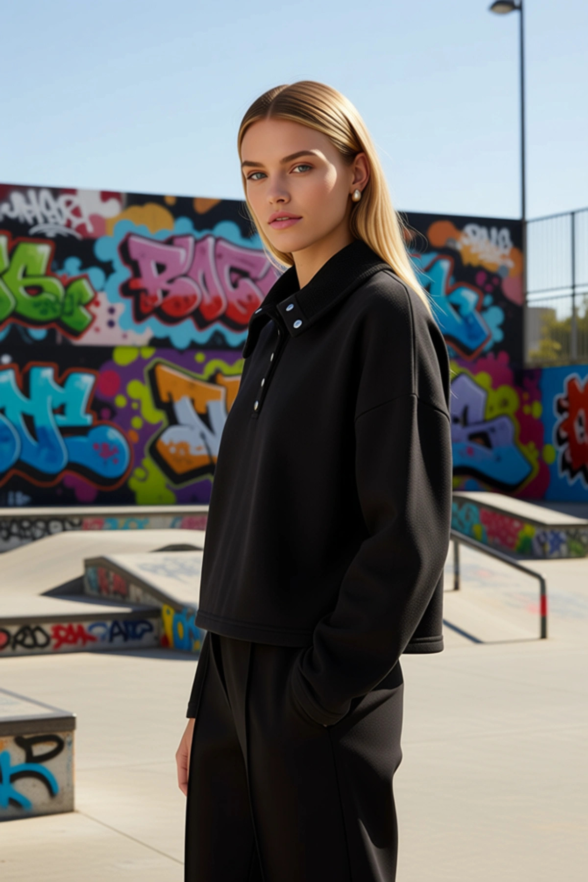 Kadın Dik Yaka Düşük Kol Çıtçıt Detaylı Örme Sweatshirt Fonksiyonel Dayanıklı Kaliteli Şık