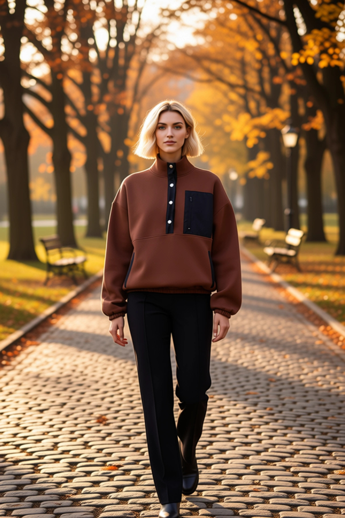 Kadın Dik Yaka Düşük Kol Uzun Kollu Sweatshirt Fonksiyonel Dayanıklı Kaliteli Konforlu Şık