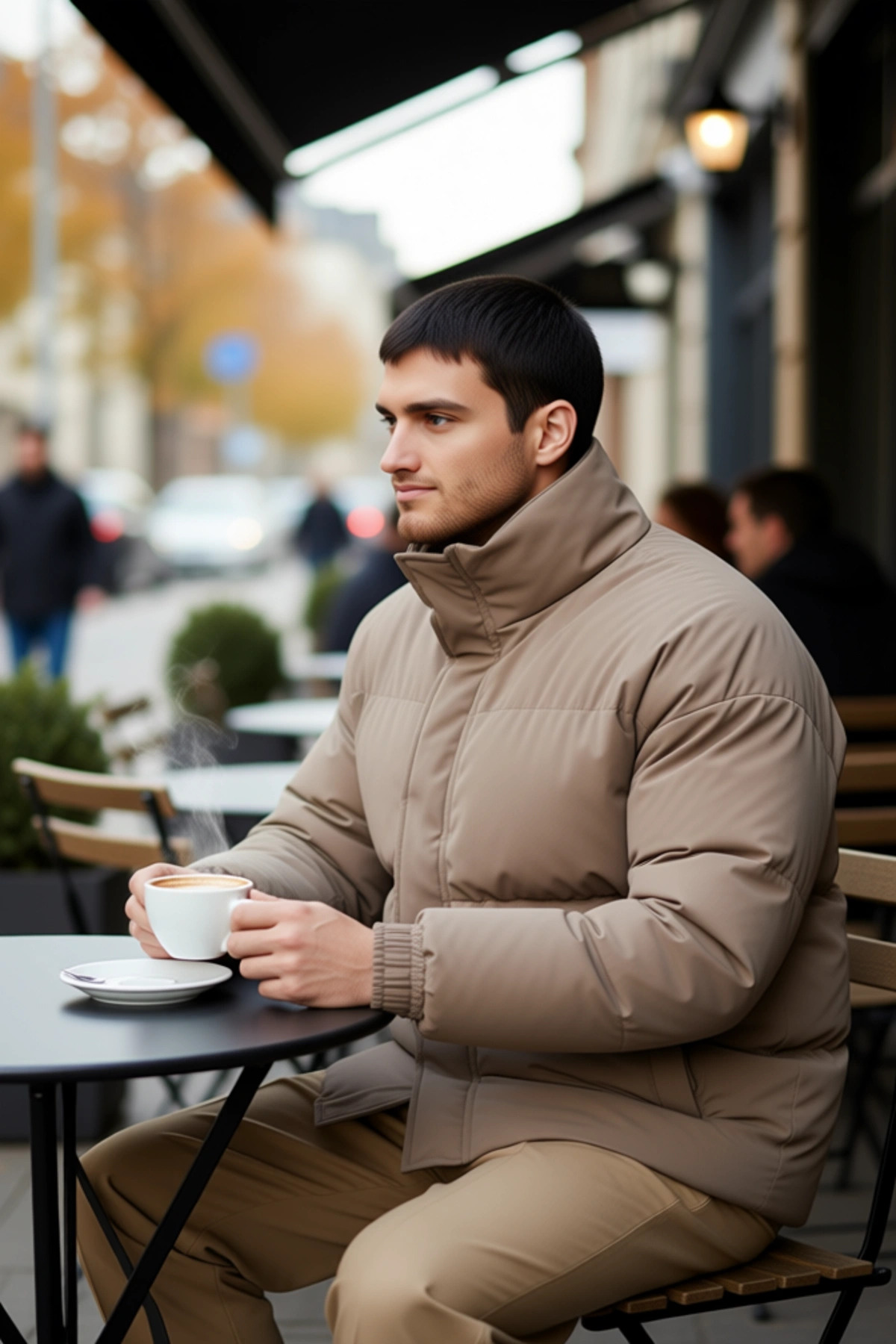 Erkek Oversize Fit Dik Yaka Düşük Kol Mont Fonksiyonel Dayanıklı Kaliteli Konforlu Estetik
