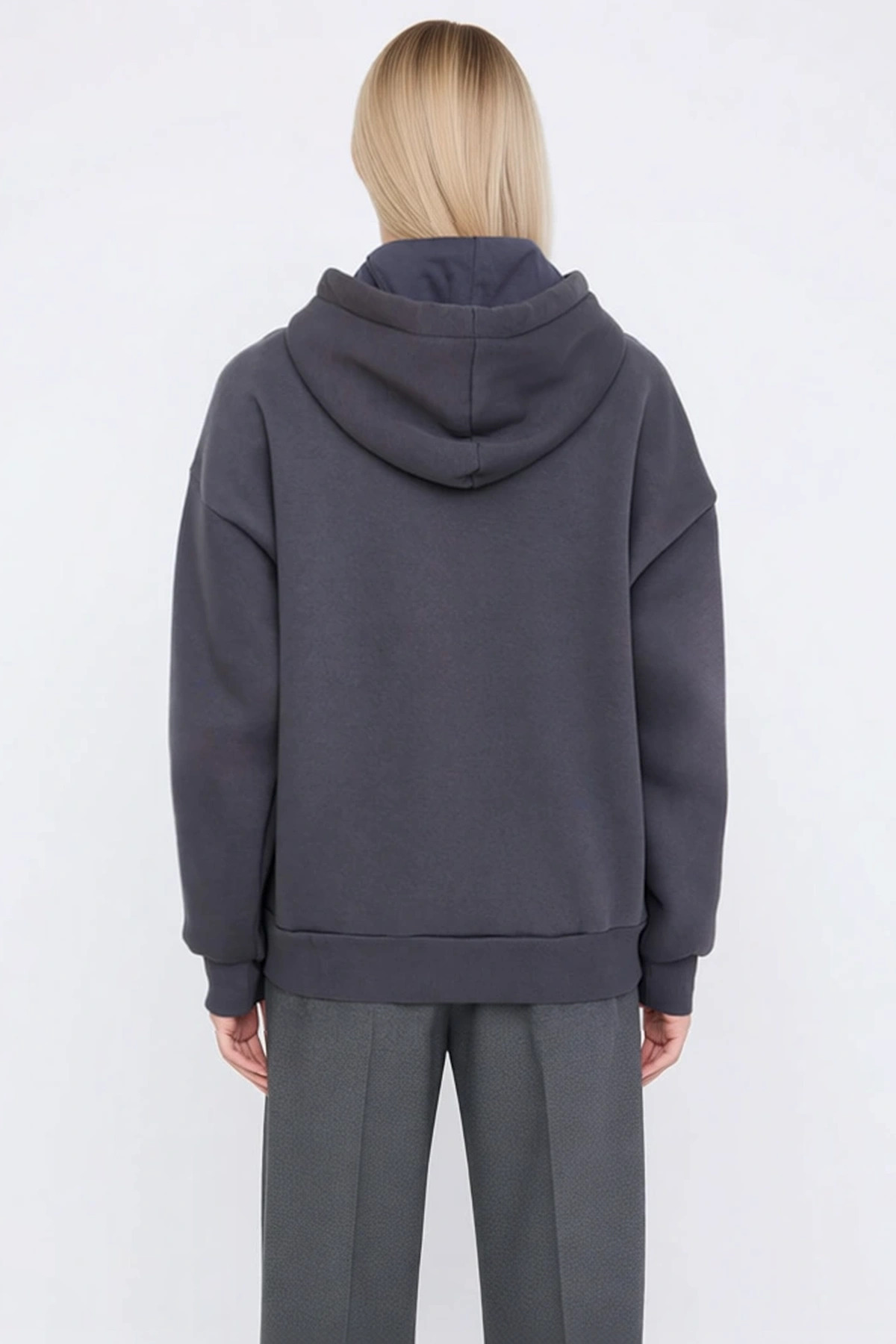 Kadın Kapüşonlu Düşük Kol Uzun Kollu Oversize Örme Sweatshirt Fonksiyonel Dayanıklı Modern