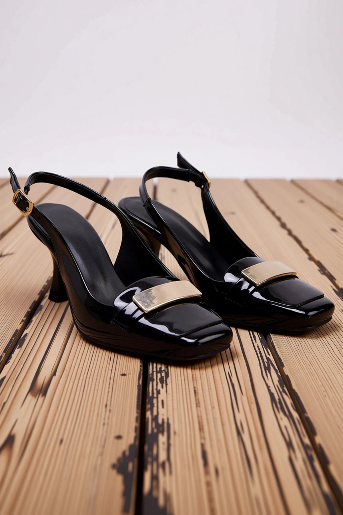 Kadın Klasik Loafer Topuklu Ayakkabı Toka Aksesuarlı Kare Burun Orta Topuk Rahat Kesim Günlük Modern