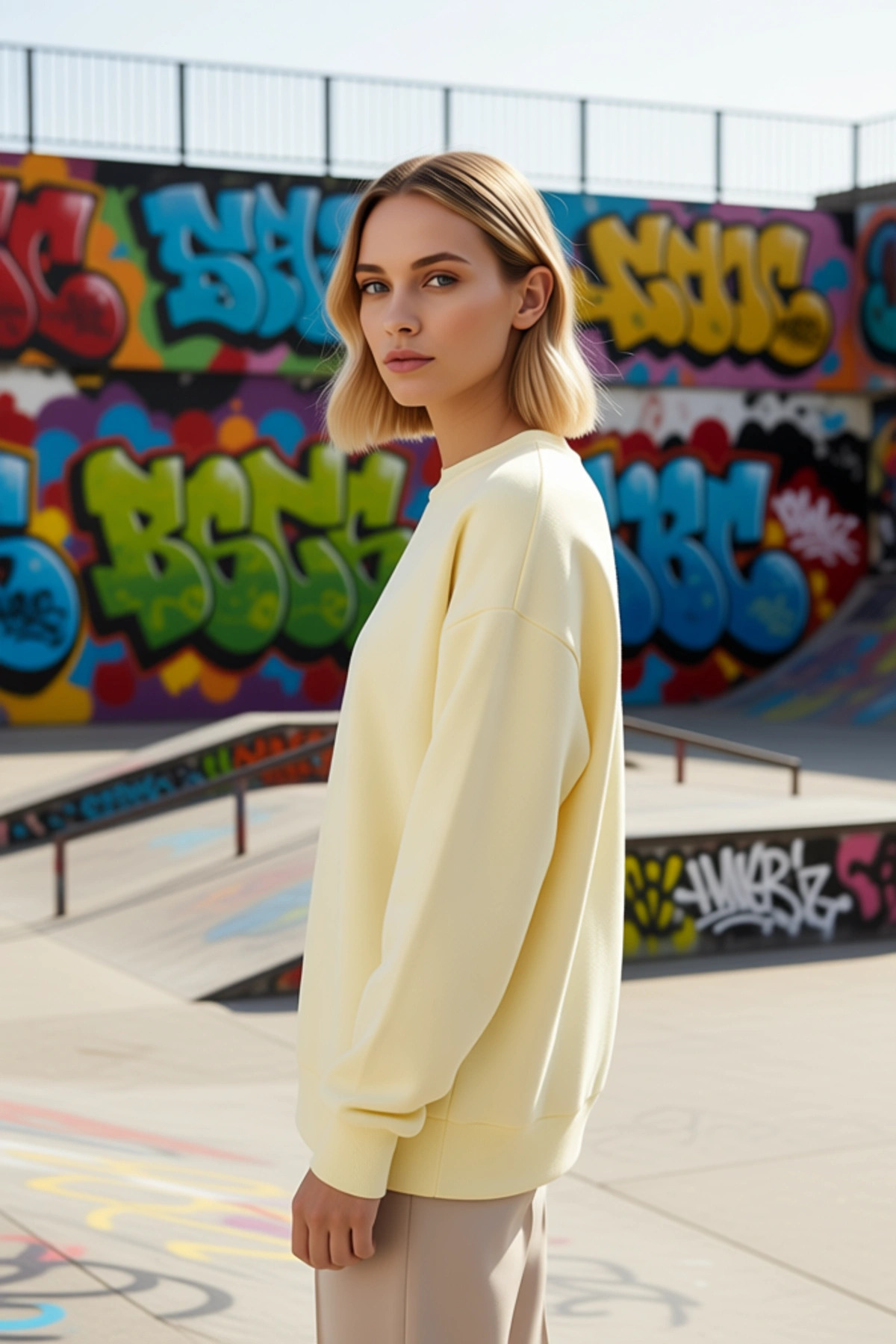 Kadın Bisiklet Yaka Düşük Kol Oversize Kalın Örme Sweatshirt Fonksiyonel Dayanıklı Estetik