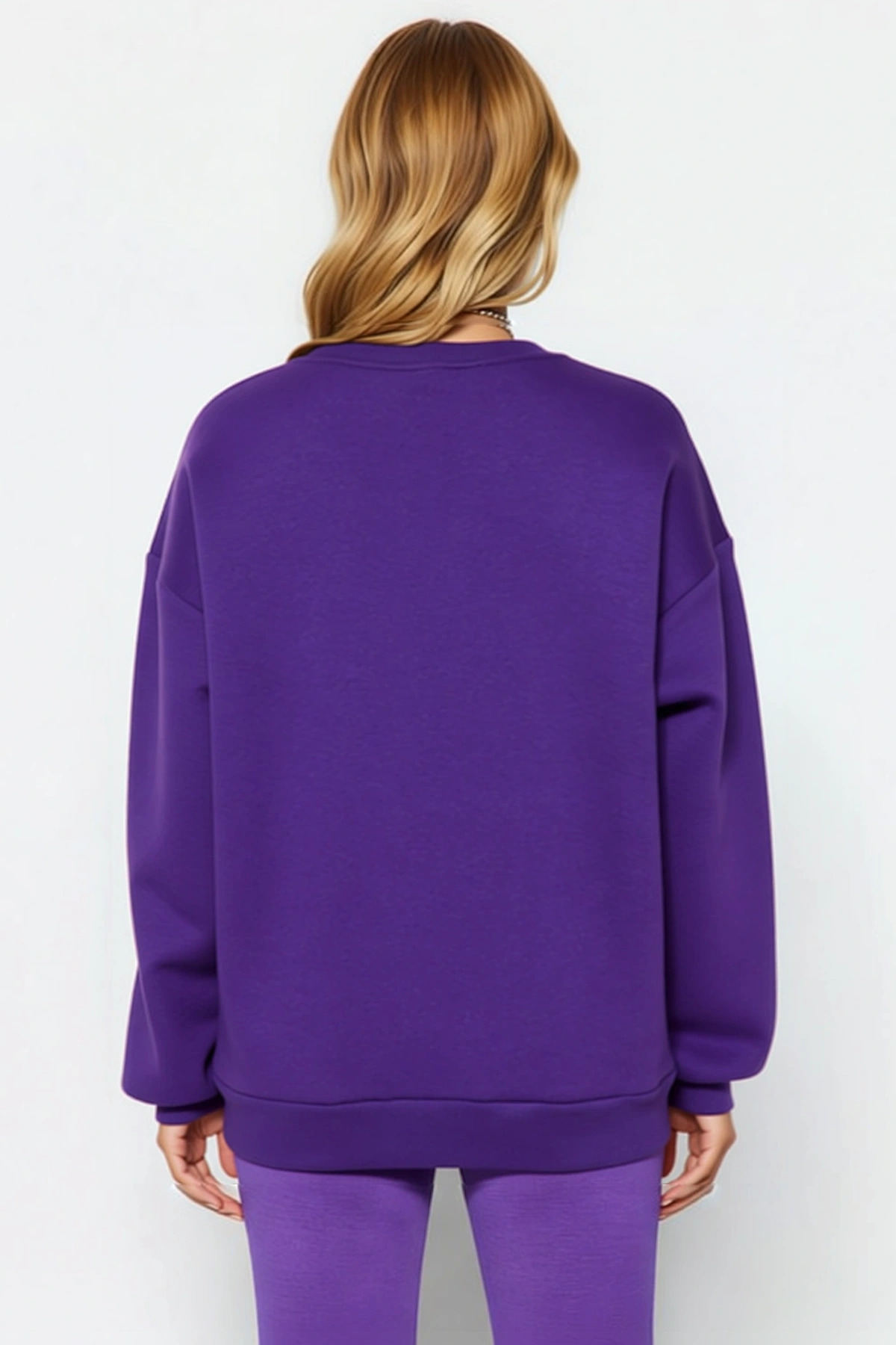 Kadın Bisiklet Yaka Düşük Kol Oversize Kalın Örme Sweatshirt Fonksiyonel Dayanıklı Estetik