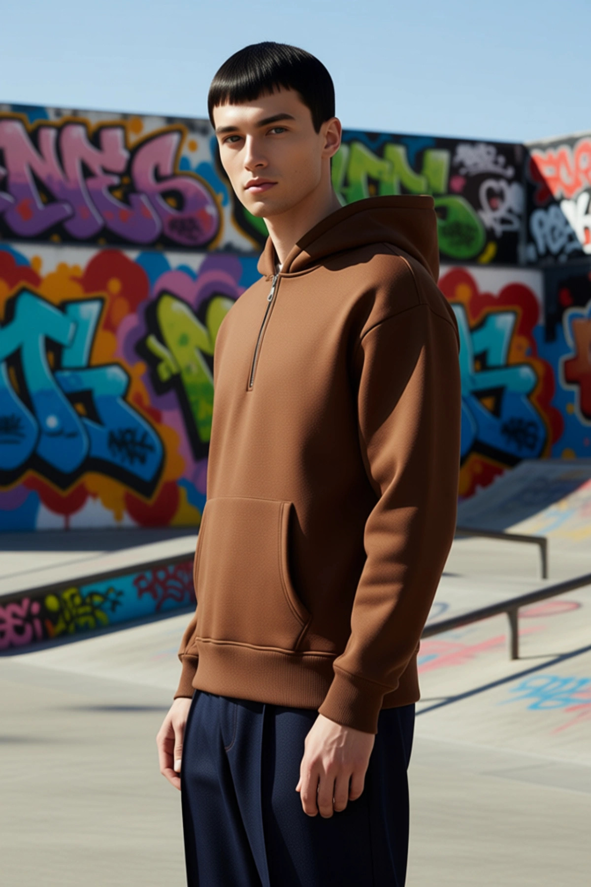 Erkek Kapüşonlu Fermuarlı Düşük Kol Uzun Kollu Kalıp Sweatshirt Fonksiyonel Dayanıklı Spor
