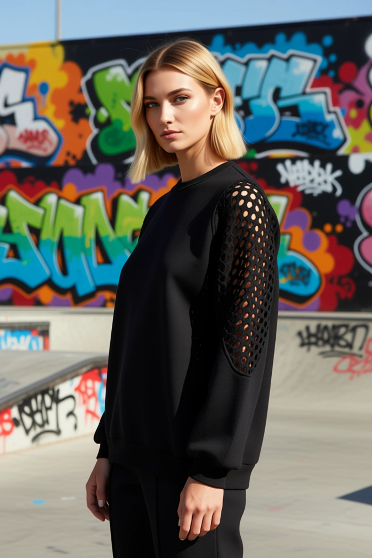Kadın Bisiklet Yaka Düşük Kol Regular Kalıp Örme Sweatshirt Fonksiyonel Dayanıklı Kaliteli