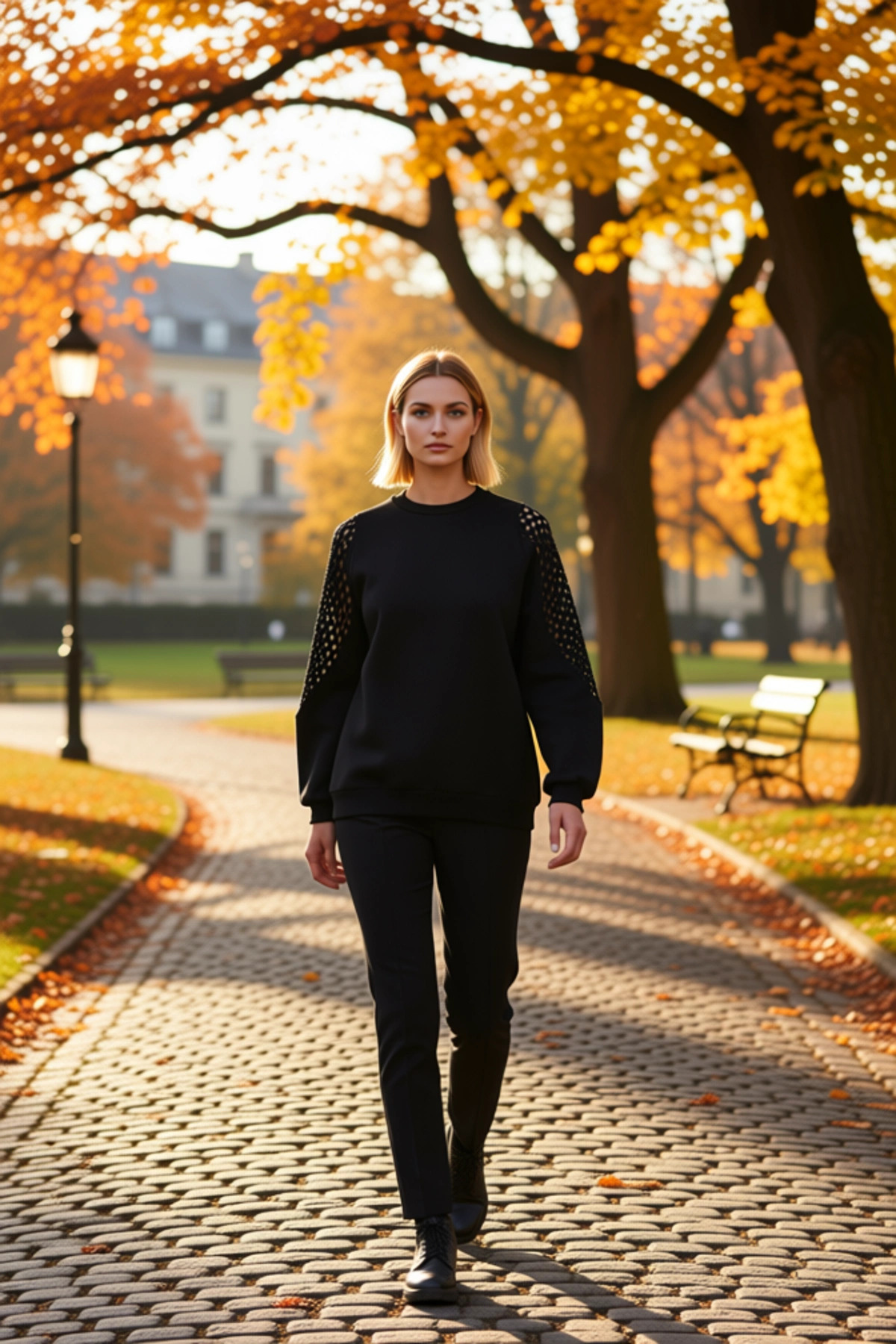Kadın Bisiklet Yaka Düşük Kol Regular Kalıp Örme Sweatshirt Fonksiyonel Dayanıklı Kaliteli