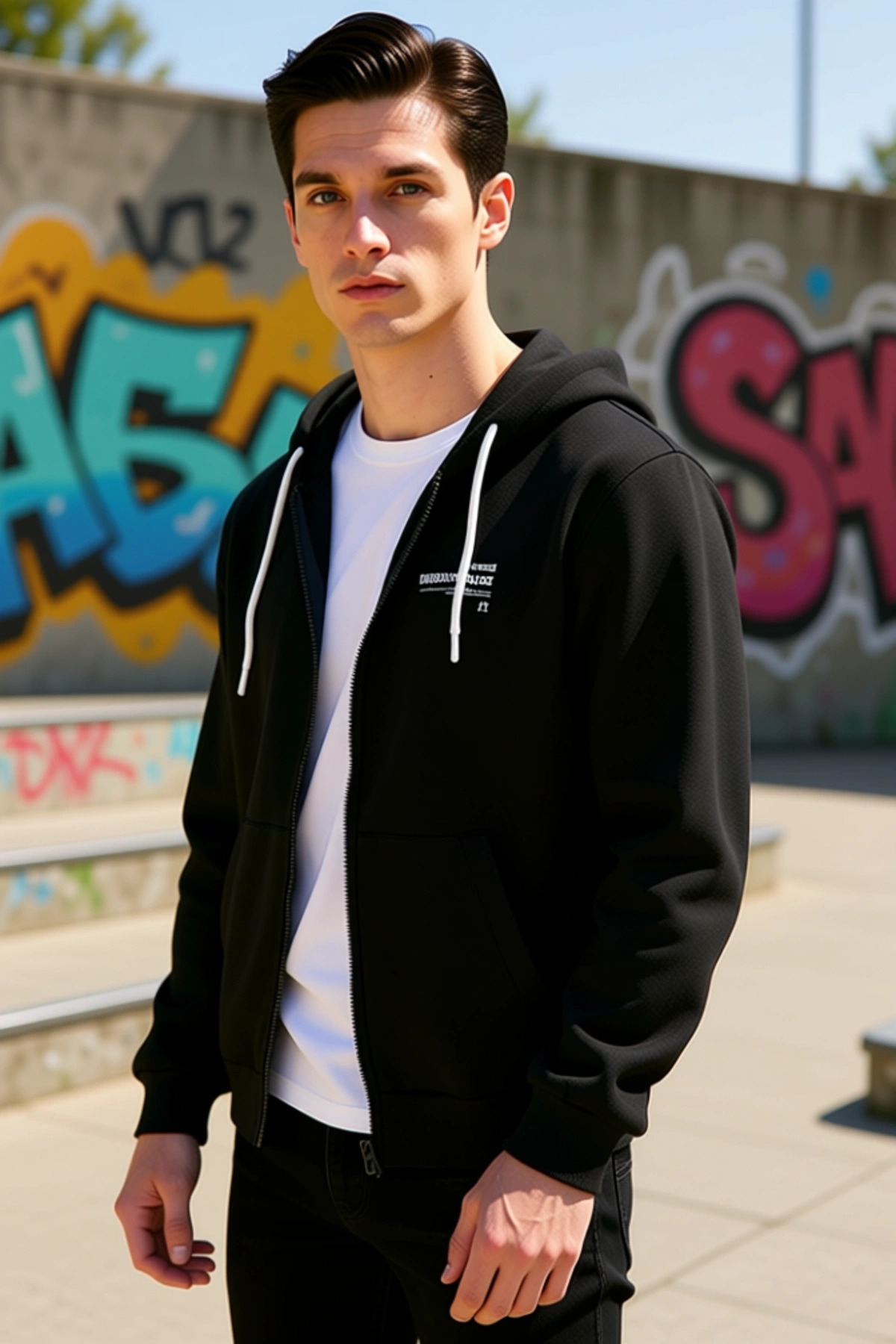 Erkek Kapüşonlu Standart Kol Regular Kalıp Slogan Baskılı Sweatshirt Fonksiyonel Dayanıklı