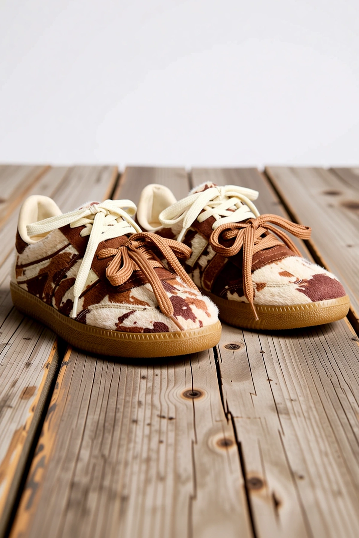Kadın Süet Bağcıklı Spor Ayakkabı Hayvan Desenli Rahat Kesim Günlük Sneaker Modern Şık Konforlu
