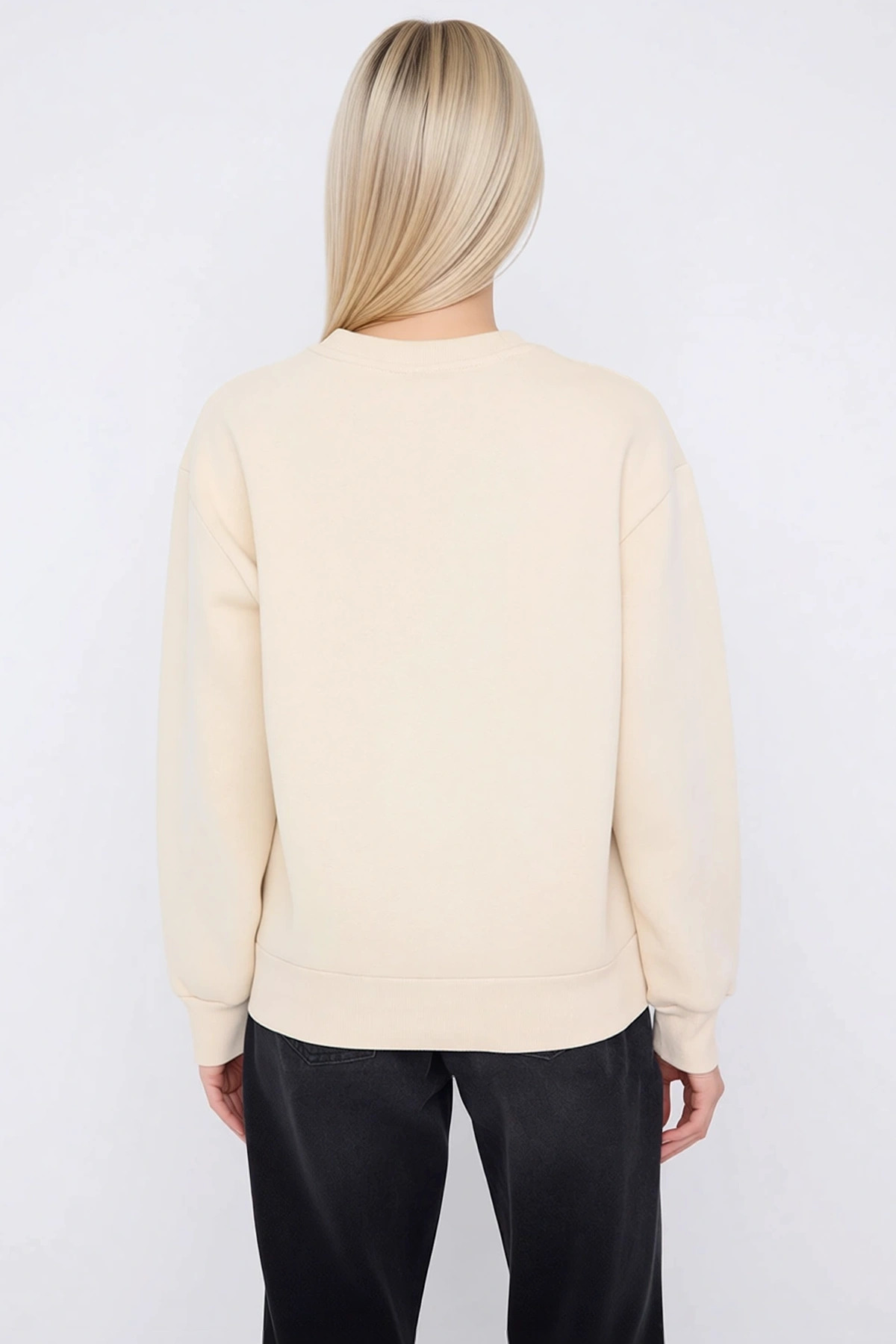 Kadın Bisiklet Yaka Düşük Kol Uzun Kollu Regular Kalıp Örme Sweatshirt Fonksiyonel Estetik