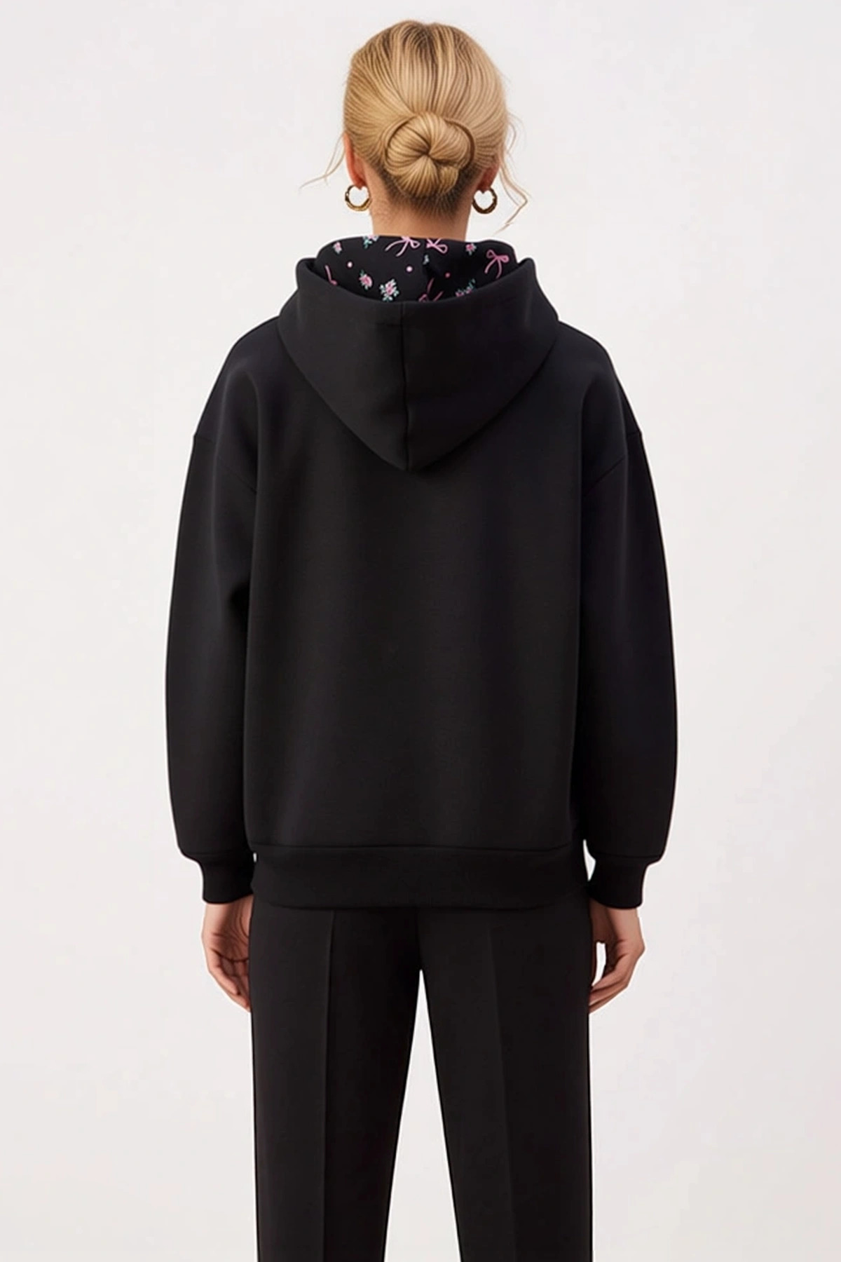 Kadın Kapüşonlu Standart Kol Baskılı Sweatshirt Fonksiyonel Dayanıklı Kaliteli Konforlu Şık