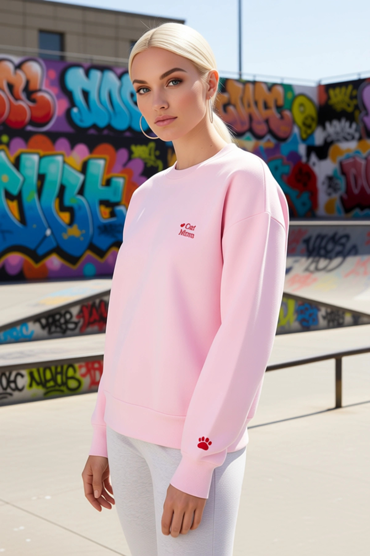 Kadın Bisiklet Yaka Düşük Kol Nakışlı Örme Sweatshirt Fonksiyonel Dayanıklı Kaliteli Rahat