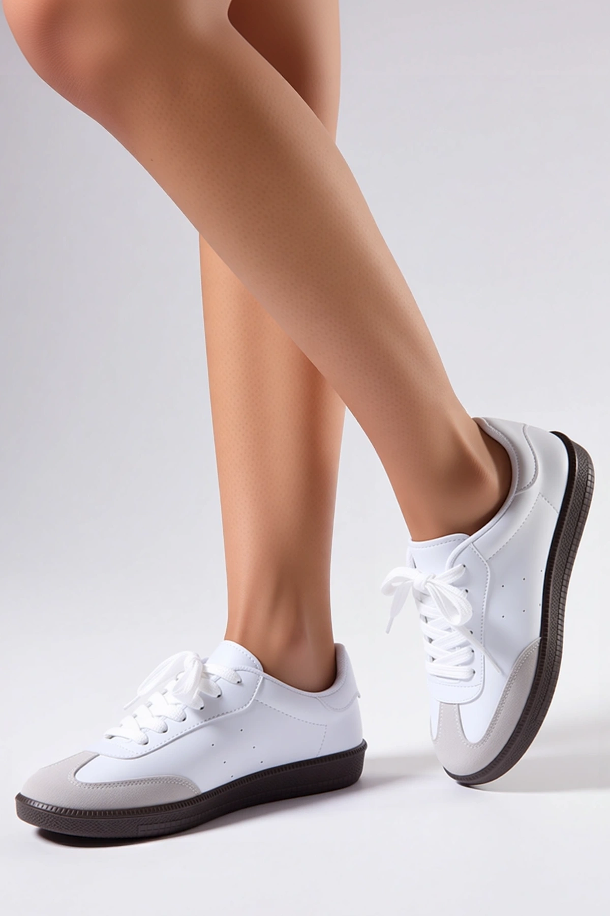 Kadın Retro Stil Bağcıklı Düz Topuklu Spor Ayakkabı Süet Dış Materyal Rahat Kesim Günlük Modern