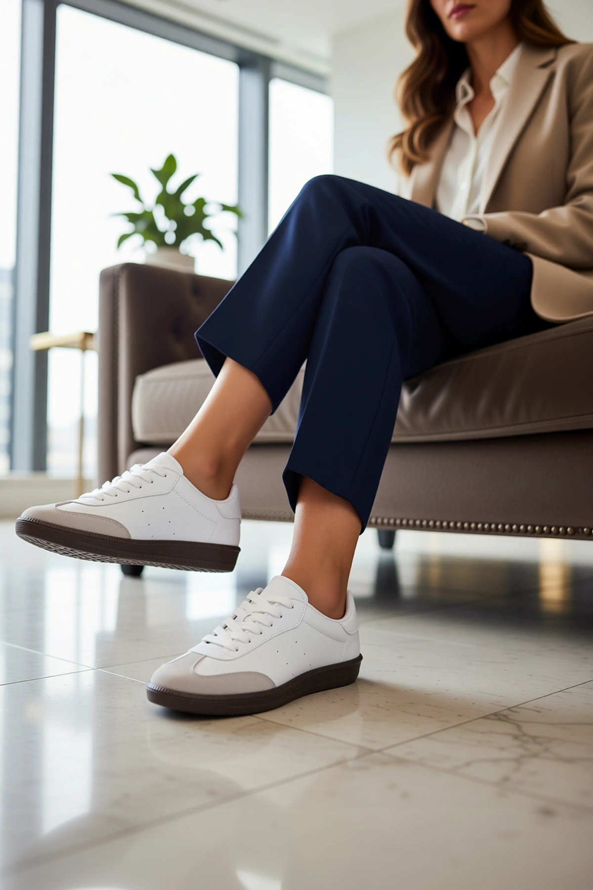 Kadın Retro Stil Bağcıklı Düz Topuklu Spor Ayakkabı Süet Dış Materyal Rahat Kesim Günlük Modern
