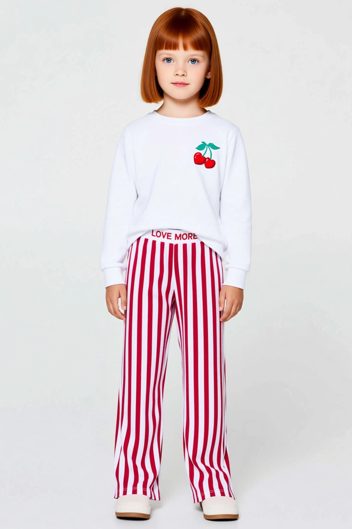 Kız Çocuk Bisiklet Yaka Standart Kol Regular Kalıp Baskılı Pijama Takımı Fonksiyonel %100 Pamuk